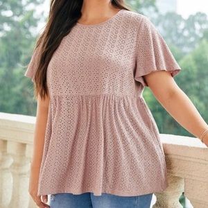 SHEIN Eyelet Embroidery Peplum Blouse